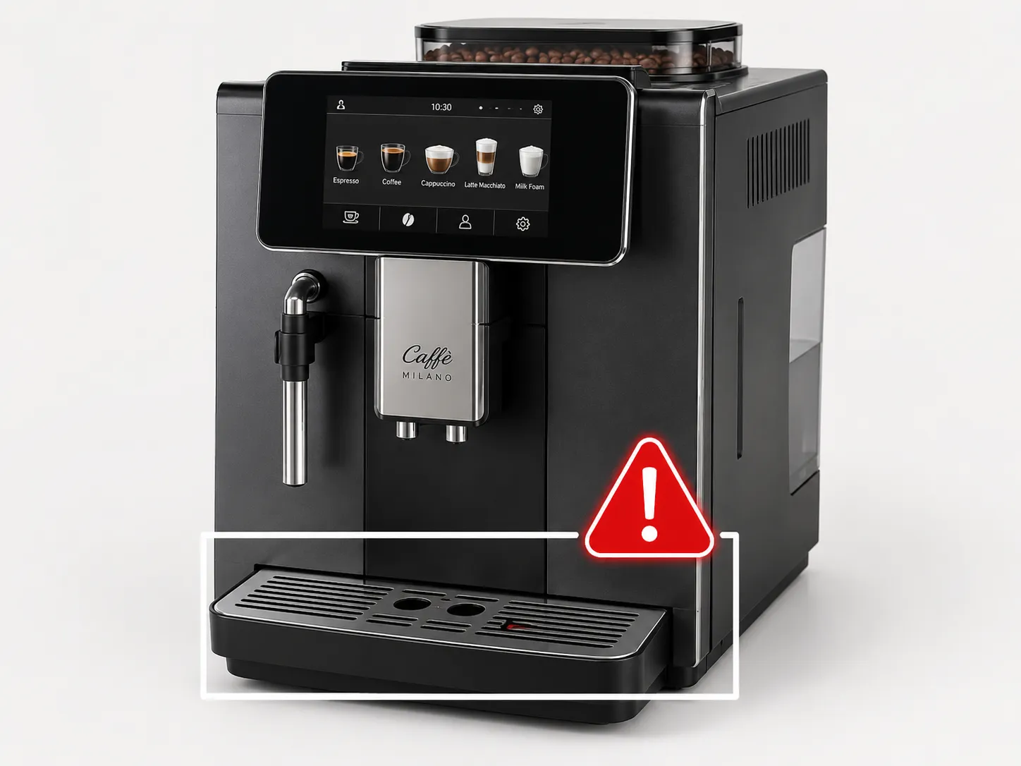 Kaffeevollautomat mit markiertem Prüfbereich