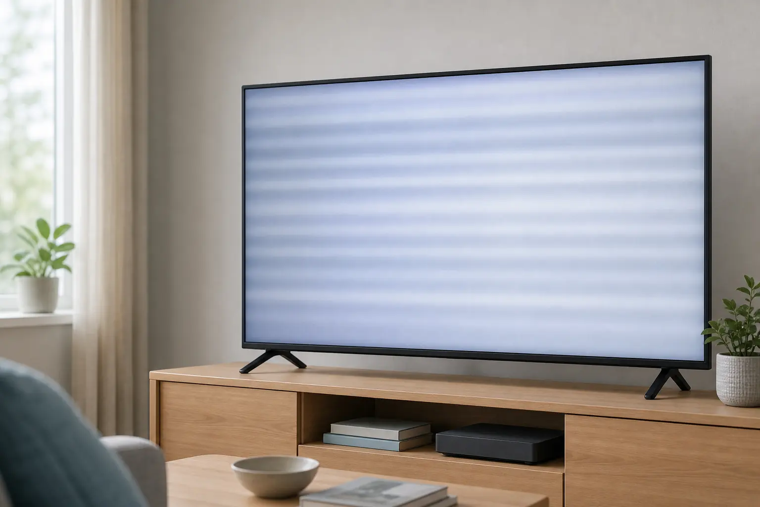 Fernseher mit heller und dunkler horizontaler Bildzone während eines Bildfehlers