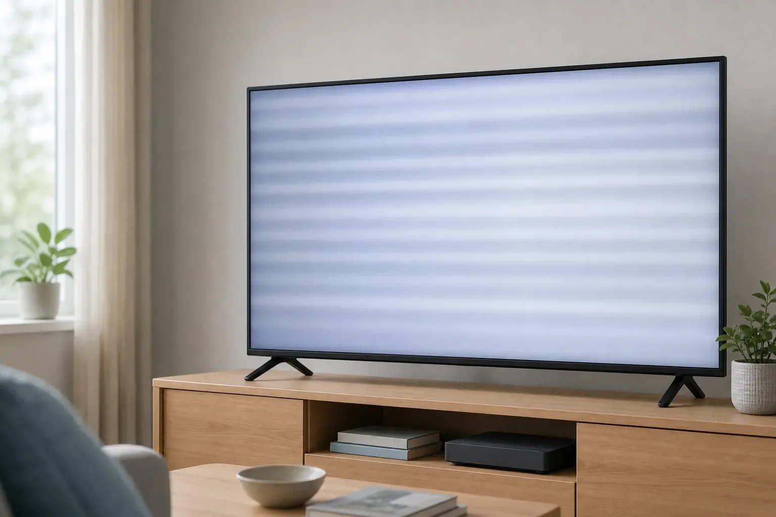 Fernseher mit heller und dunkler horizontaler Bildzone während eines Bildfehlers