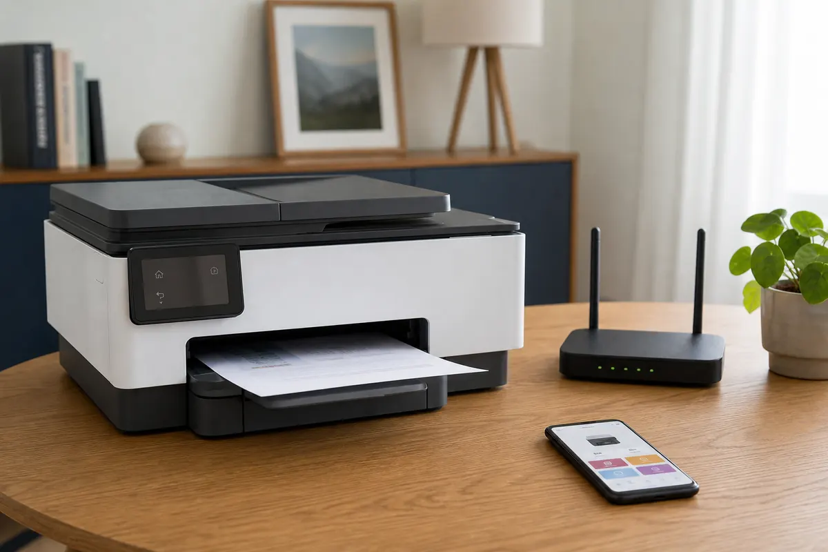 Redaktionelles Artikelbild zu HP Drucker mit WLAN verbinden. App, Display und WPS erklärt