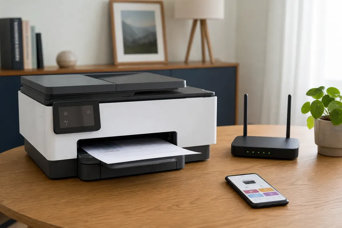 Redaktionelles Artikelbild zu HP Drucker mit WLAN verbinden. App, Display und WPS erklärt