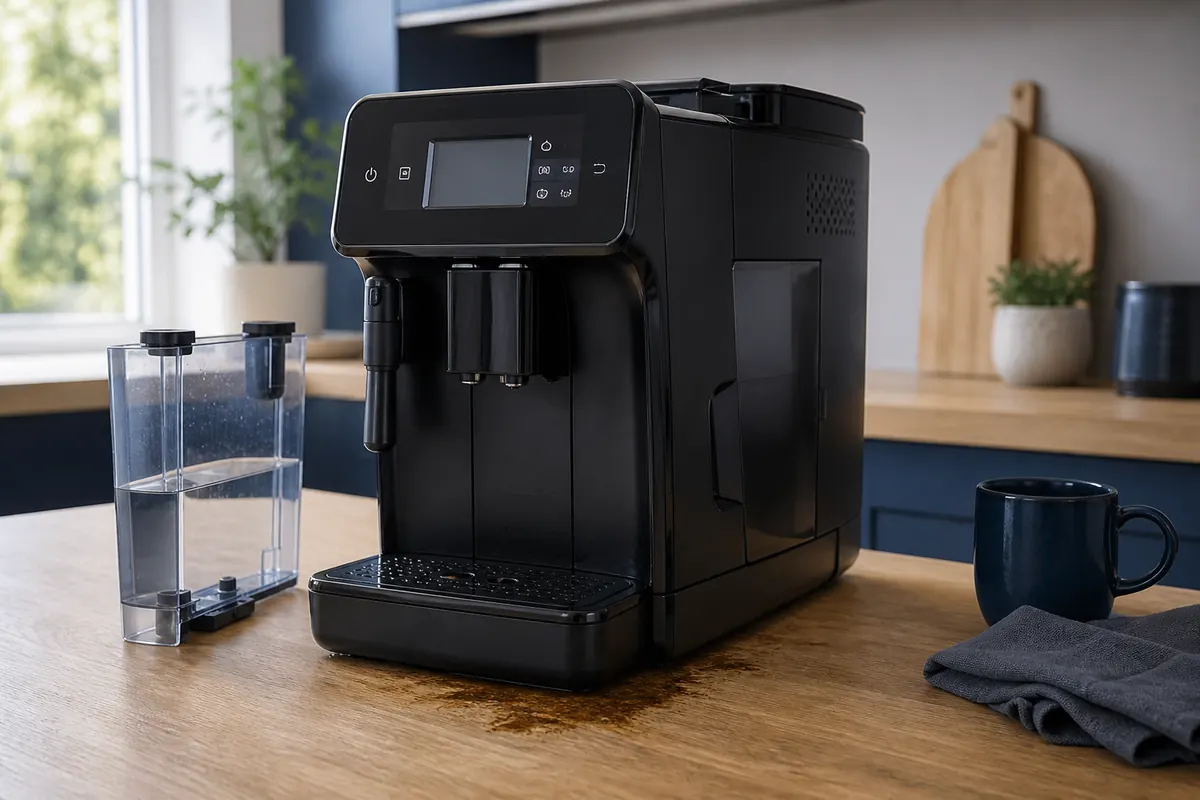 Redaktionelles Artikelbild zu Philips Kaffeemaschine verliert unten Wasser. Leckage sicher eingrenzen