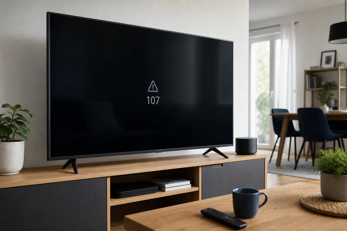 Redaktionelles Artikelbild zu Samsung TV Fehlercode 107. Netzwerkfehler sauber eingrenzen