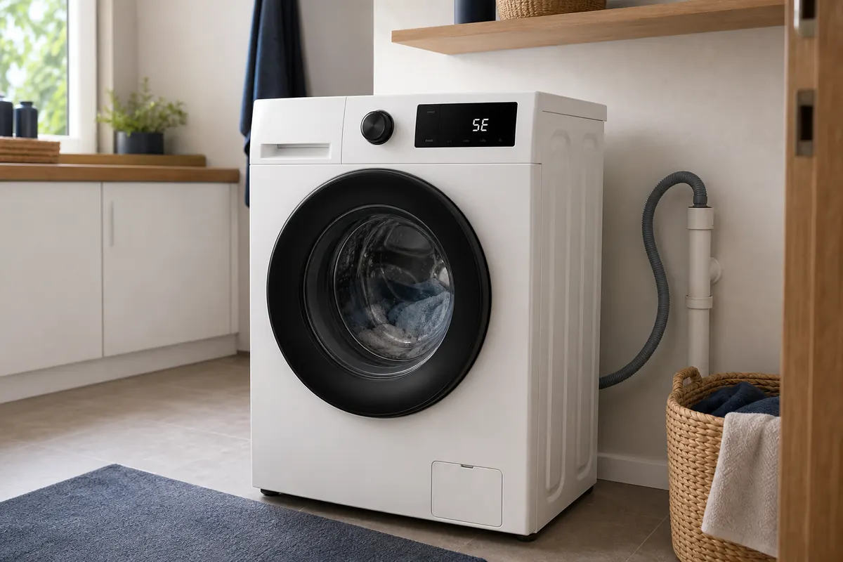 Redaktionelles Artikelbild zu Samsung Waschmaschine Fehler 5C und 5E. Ablauf sicher prüfen