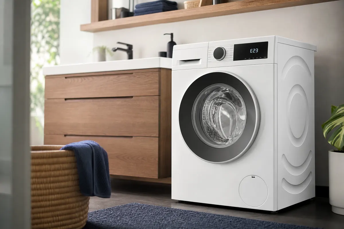Redaktionelles Artikelbild zu Siemens Waschmaschine Fehler E23 und F23. Wasser stoppen