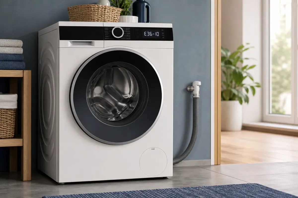Redaktionelles Artikelbild zu Siemens Waschmaschine E36-10. Der Ablauf ist gestört