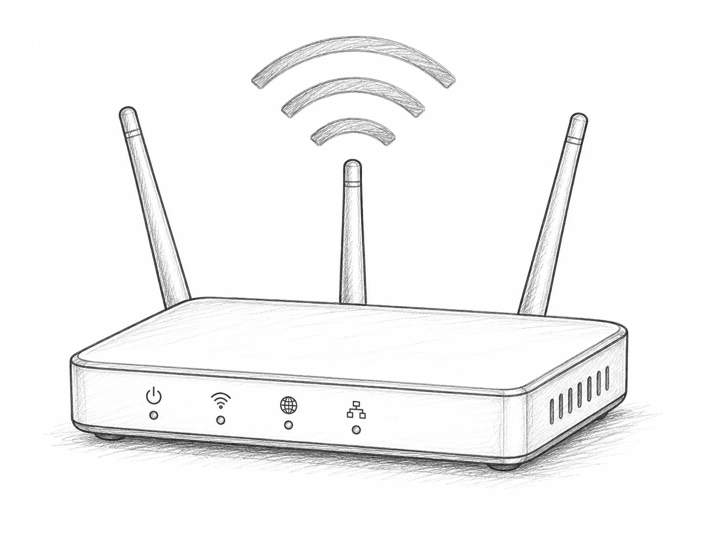 Bleistift-Skizze eines WLAN-Routers